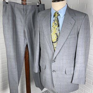 Laughton Hunter Suit Men 40 32Wx29L Gray Blue‎ Multi Plaid Flat Classic Career
